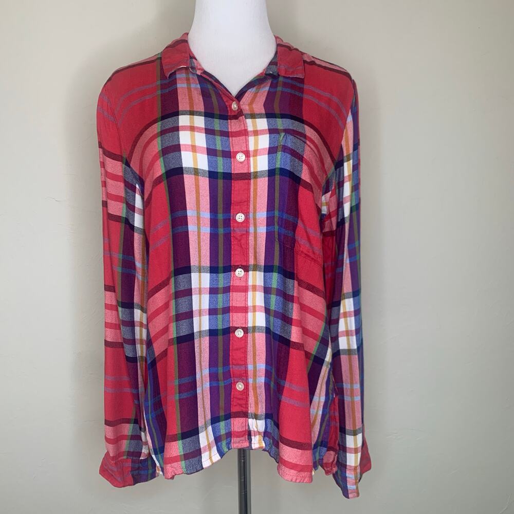 SO Flannel Shirt Sz Large Pink Blue Plaid
